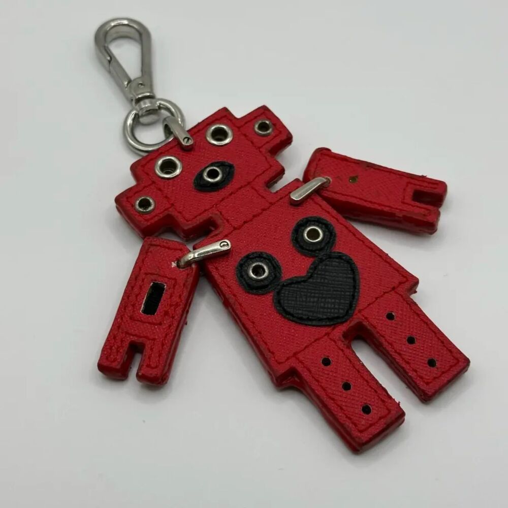 Prada Motif Red Robot Heart Key Chain Charm - image 2